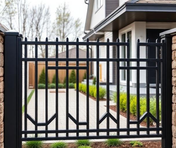 Modern aluminum fence installation