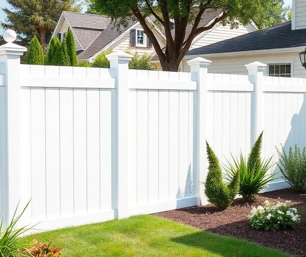 White vinyl privacy fence
